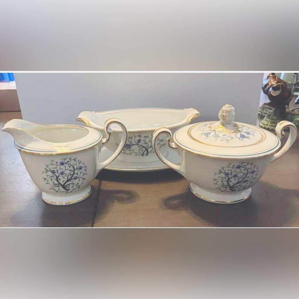 NORITAKE GRANADA" 3063 Cream, Sugar Bowl & Gravy Boat